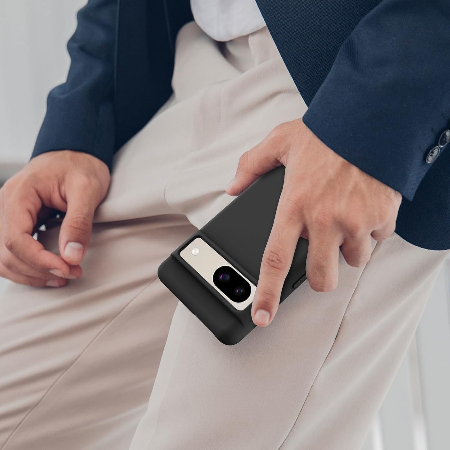 Case for Google Pixel 8A Case 6.1-Inch 2024, Soft Silicone Case Adjustable All-Round Protective Mobile Phone Cover for Goole Pixel 8A Smartphone Women Men (Black)