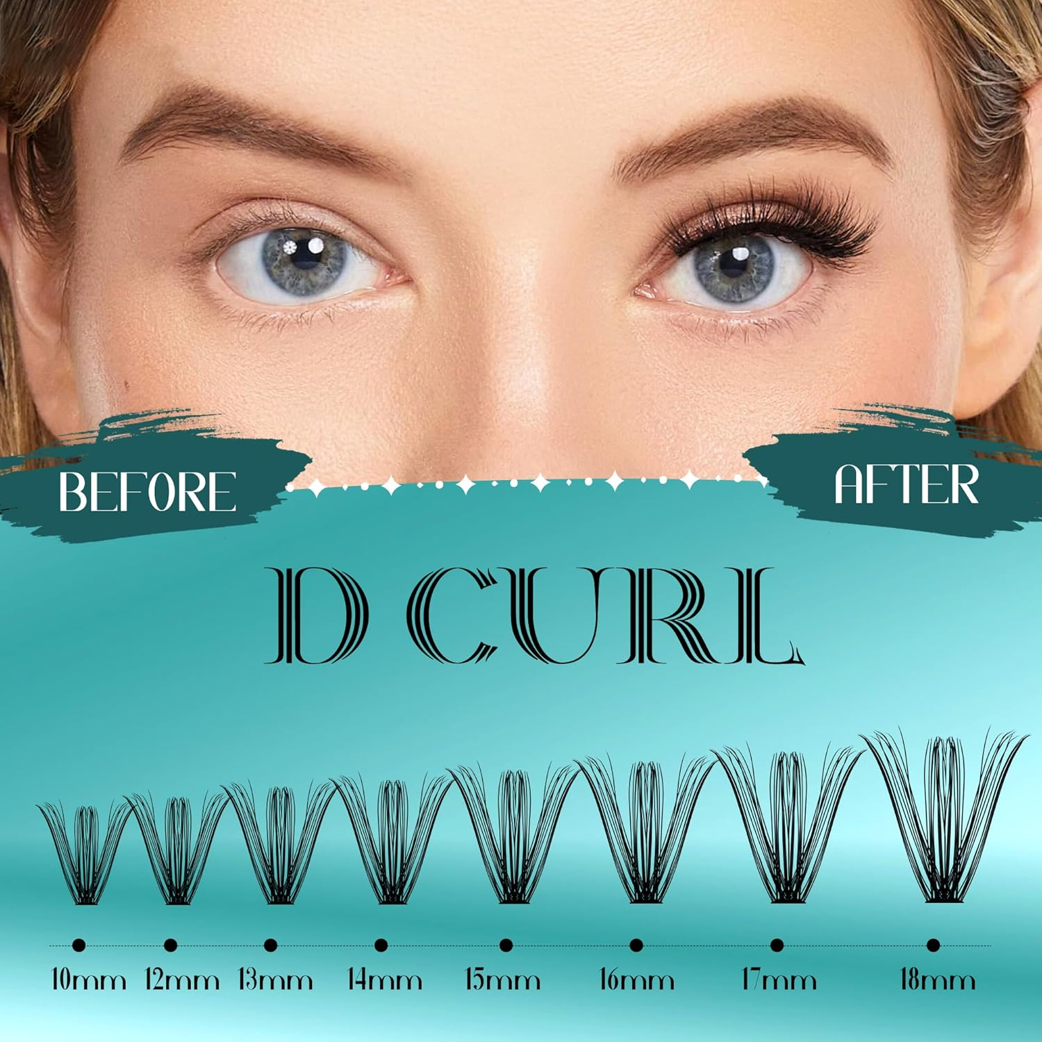 GEMERRY Lash Clusters 100D DIY Eyelash Extension D Curl Individual Lashes Natural Eyelashes Mixed Reusable Home image number 2