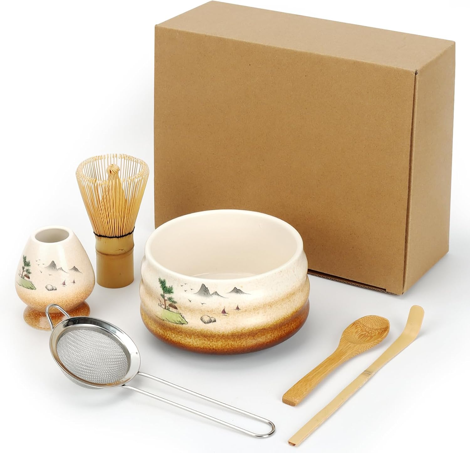 6PCS Matcha Whisk Set,Exquisite Handcrafted Bamboo Matcha Whisk Set,Includes Ceramic Matcha Bowl&Matcha Whisk Holder Bamboo Matcha Whisk&2 Scoop&Stainless Steel Tea Strainer&Matcha Bowl Matcha Tea Set image number 5