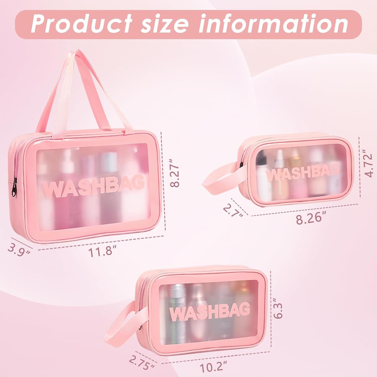 QAUARUMSUN 3Pcs Makeup Bag Toiletry Bag Travel Bag,Travel Essentials for Women, Waterproof Clear Bag Cosmetic Bag for Cosmetic, Toiletries, Tool Accessories(Black) - Black image number 6