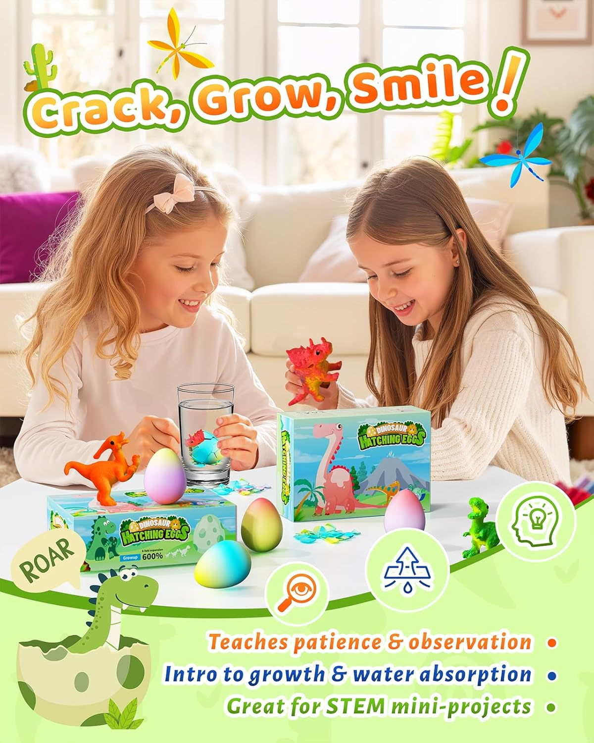 Dinosaur Hatching Eggs for Kids - 6Pack Dinosaur & Egg Unicorn Rainbow Toys Grow in Water for 3-8 Boys Girls, Halloween Easter Christmas Gifts, Birthday Ideas and Party Favors for 3+ Year Old