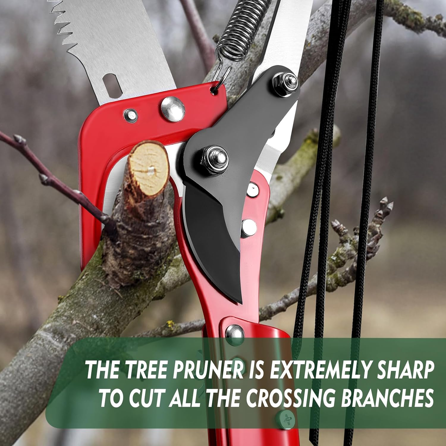 Soiiw Pole Saws for Tree Trimming 7.3-27 Ft, Extendable Tree Trimmers High Branches Trimming, Extension Tree Saw Pole Pruner Garden Tool (With Scissor Head) image number 5