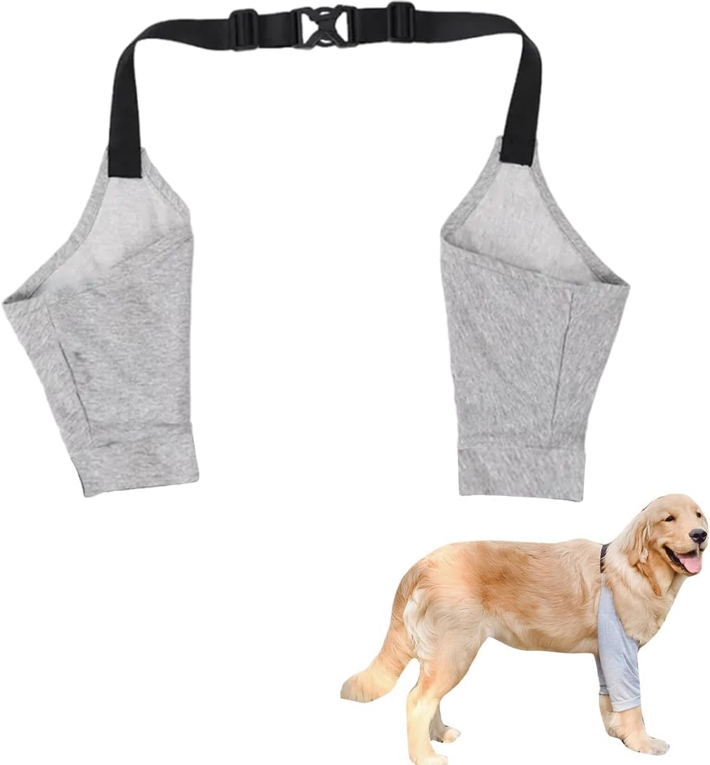 Elbow Pads for Dogs, 1 Piece Front Leg Sleeves for Dogs, Dog Elbow Bandage Protector, Dog Front Leg Pads, Elbow Bandage Protector, for Hot Spots, Wounds, Bandages, Grey, L image number 5