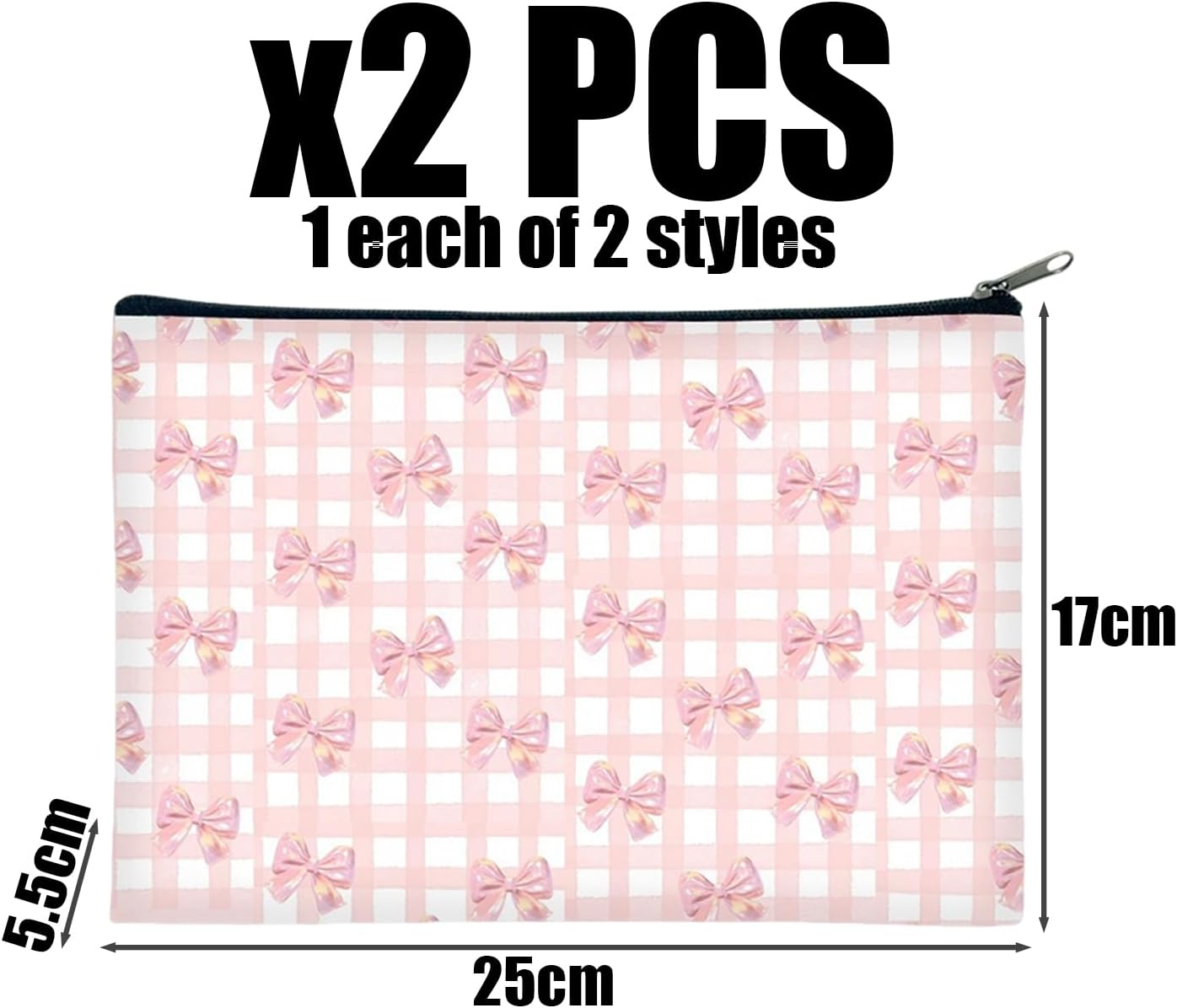 2 Piece Cosmetic Bag Storage Bag Fashion College Style Pencil Case for Students Large Capacity Portable Travel Toiletry Bag image number 3