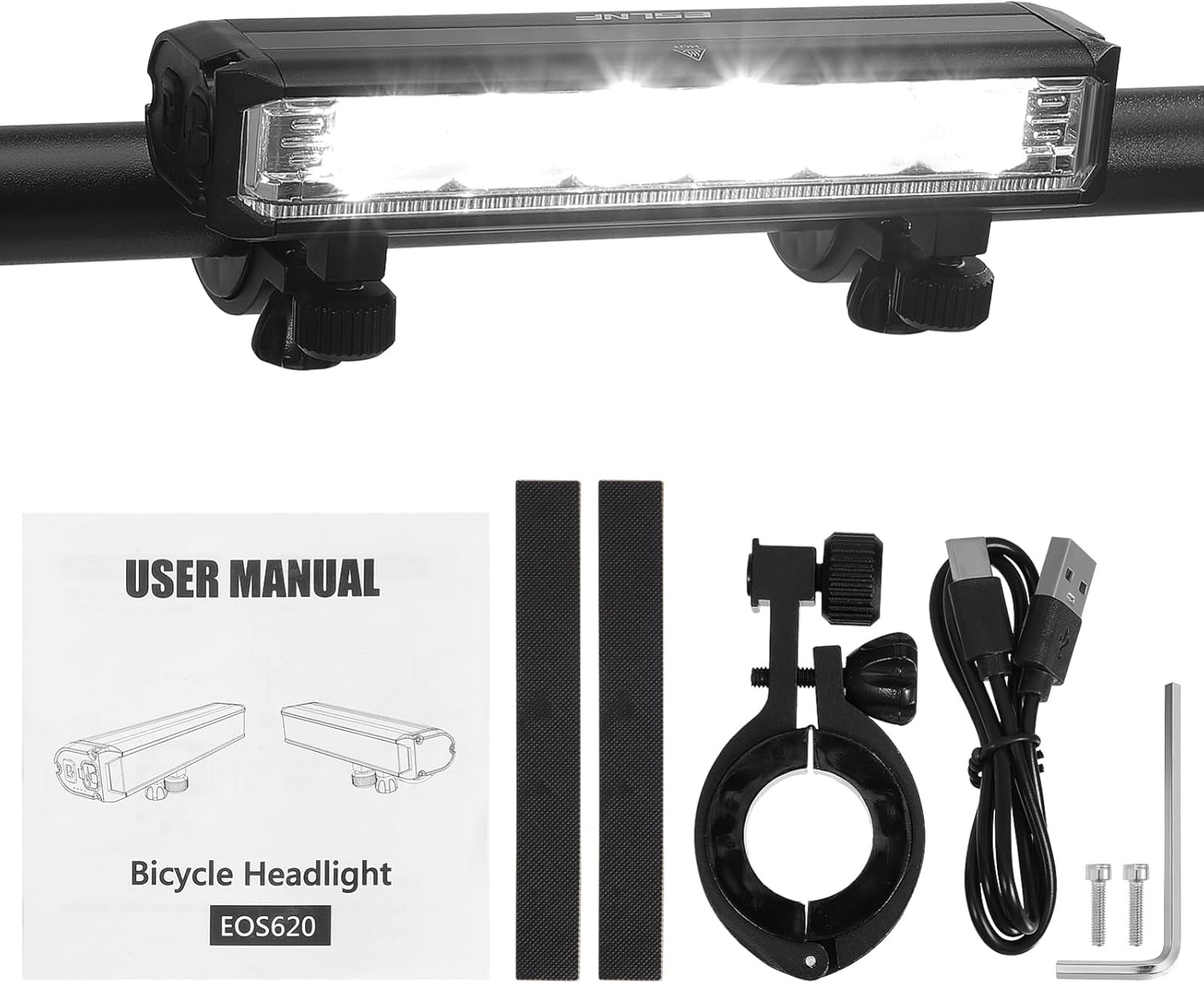 Mipcase Bike Light Bar: Rechargeable Bicycle Headlight Led Outdoor Floodlight Flashlight Bike Taillight, Bright Bike Light for Night Riding