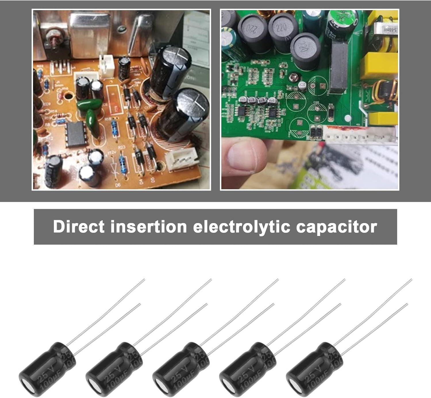 VGOL 40Pcs Aluminum Electrolytic Capacitor 100Uf 25V Radial Electrolytic Capacitor Temperature Range -40C to 105C for Repairing Electronic Products 6X 11Mm image number 6