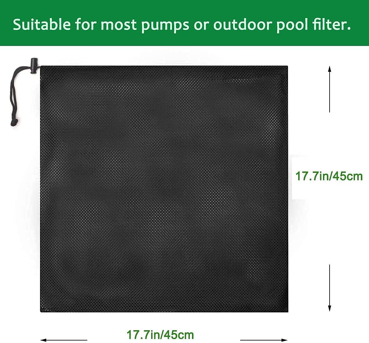17.7"X 17.7" Large Pump Barrier Bag, Pond Pump Filter Bag, Black Media, Nylon Mesh Bag, Swimming Pool Filters(Black)