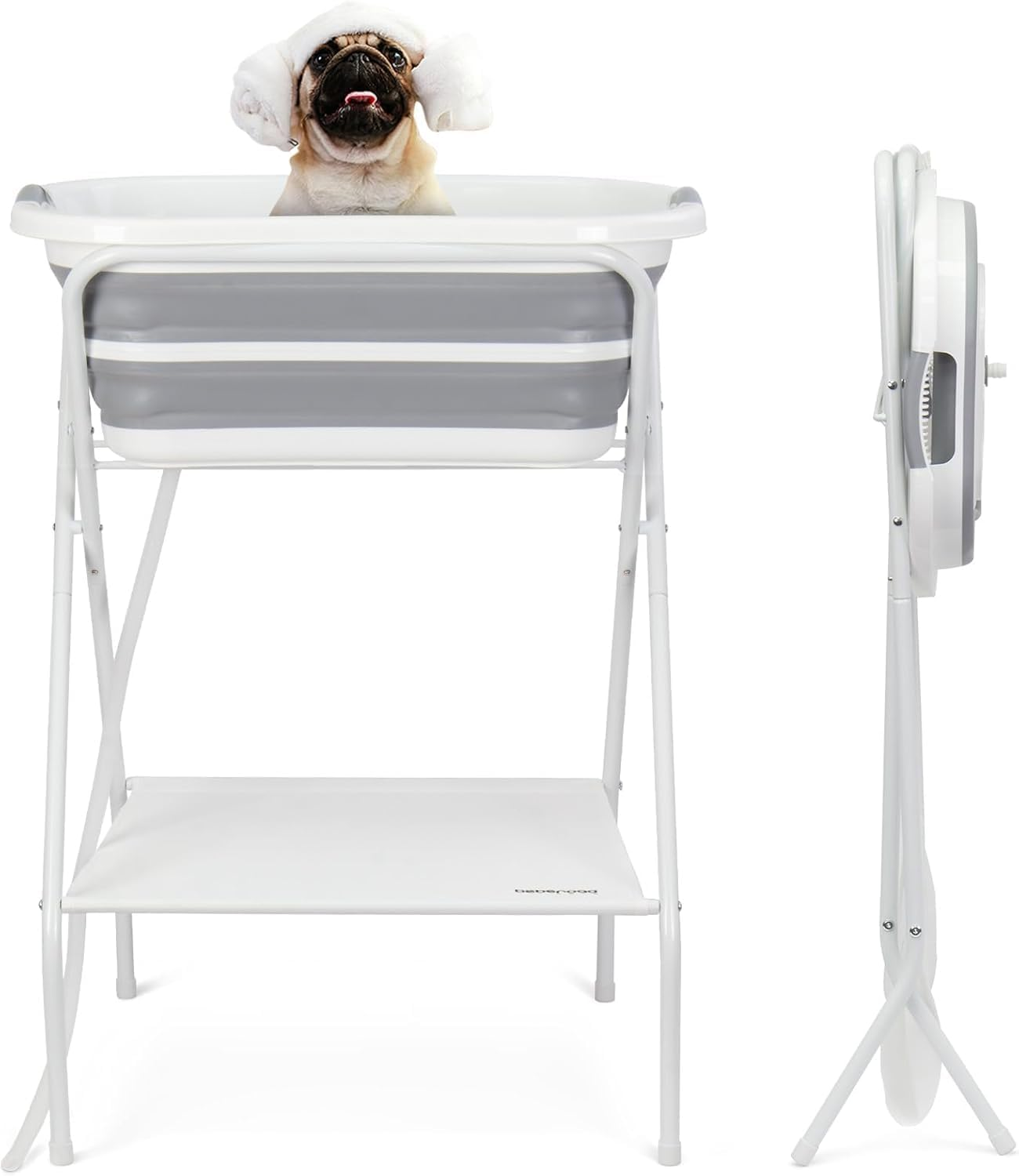 2 in 1 Dog Bath Tub Dog Washing Station for Bathing and Grooming, Elevated Collapsible Foldable Portable Shower Bathtub for Small Dogs Cats Pet, Indoor and Outdoor image number 2