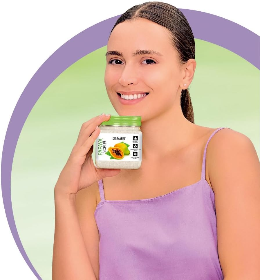 DR.RASHEL Scrub for Face & Body (Papaya Scrub, 380 ML) | All Skin |Cleanser Scrub for Deep Exfoliation | Dead Skin Remover Scrub | Tan Removal | Blackhead Remover Scrub | Face Scrub | Body Scrub image number 3