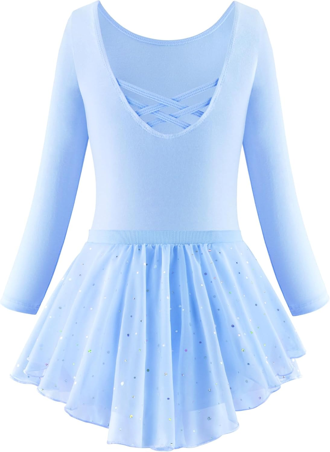 KEOYA Girls Dance Leotards Long Sleeve Ballet Outfits Dance Skirted Leotard Kids Ballet Tutu Dress for 3-11 Years image number 2