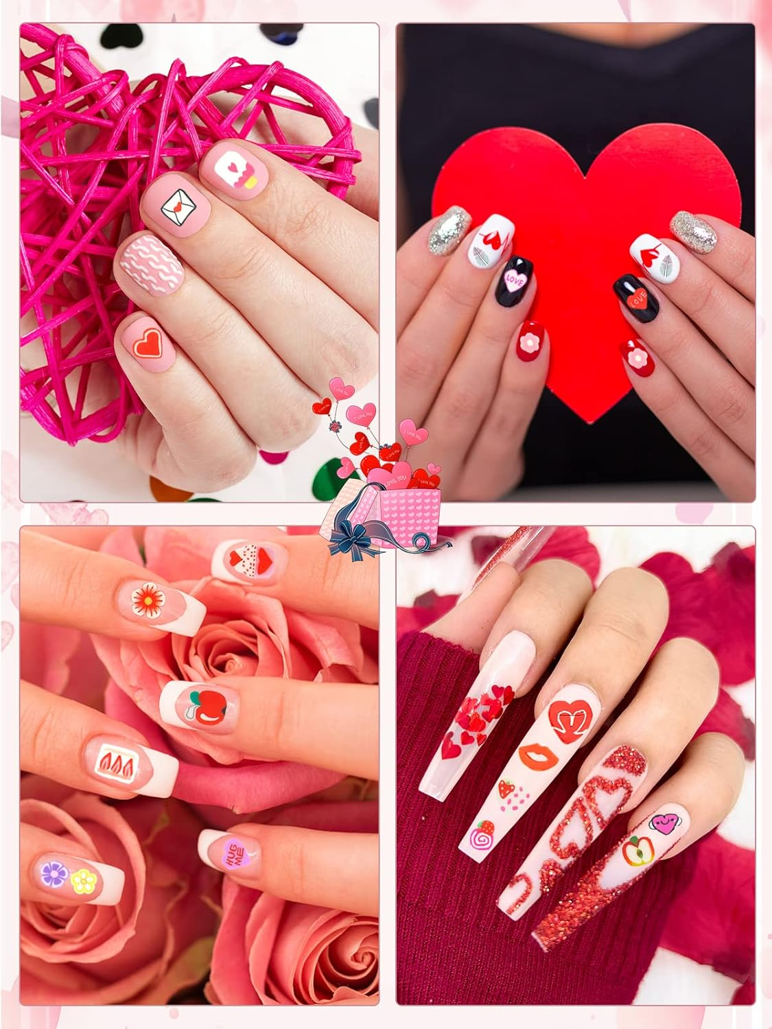 3 Boxes Valentine'S Day Nail Sequins Glitter, Wsimily 3D Flower Love Lips Star Envelope Valentine'S Soft Polymer Clay Slices for Acrylic Nails Design Valentine'S Day Gift Party Decoration image number 4