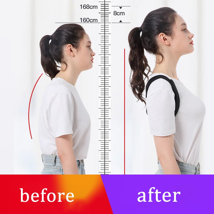 Posture Corrector for Men & Women - Adjustable Copper Infused Orthopedic Brace for Pain Relief from Bad Posture, Slumping - Targets Upper Back, Neck, Clavicle ﻿Shoulders image number 1