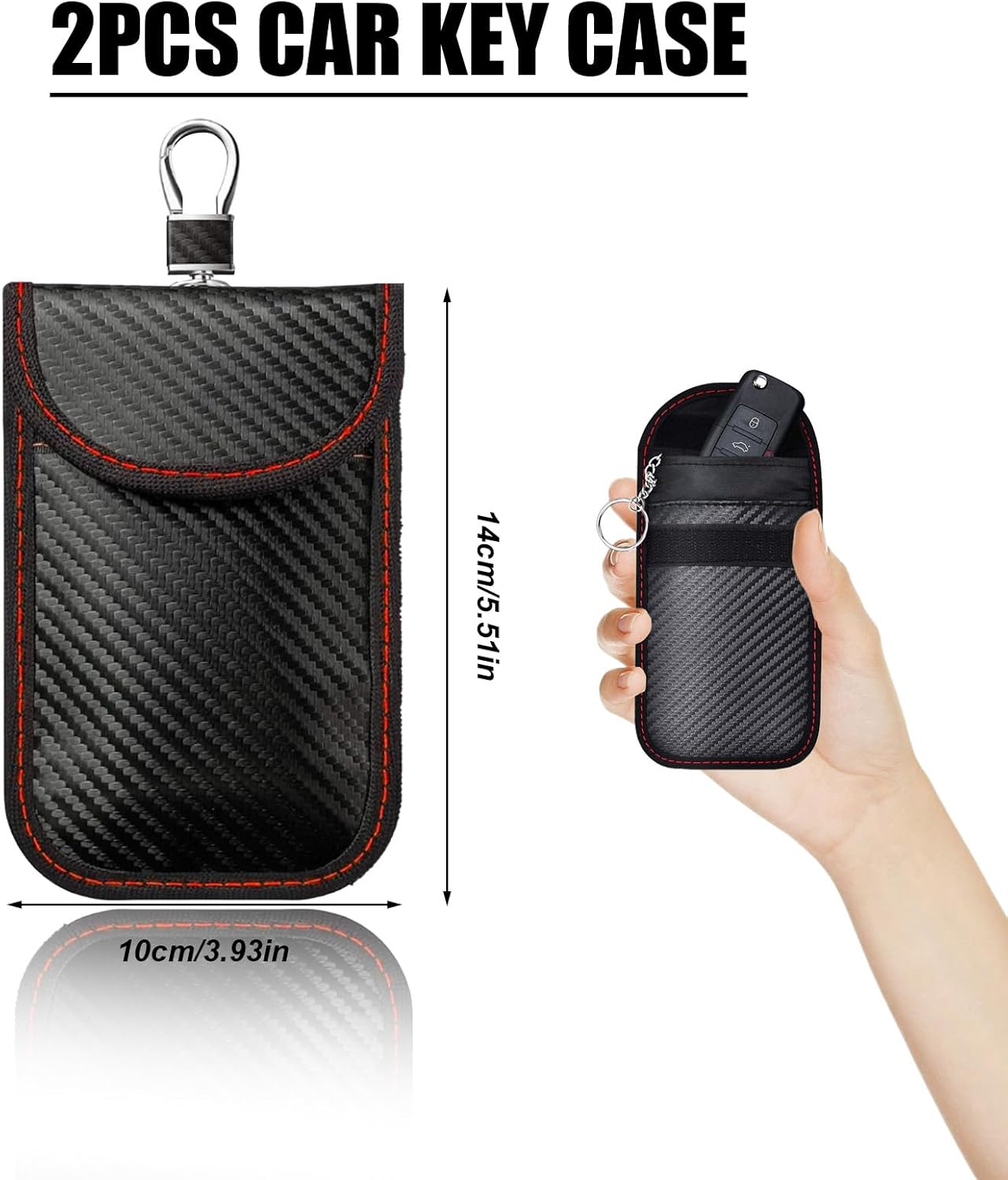 Upgraded Faraday Pouch for Car Keys (2 Pack) with Large Hook - Premium RFID Blocking Bag, Key Fob Signal Blocker Case, Anti-Theft & Anti-Hacking Key Cover for Remote Entry Keyless Systems image number 3
