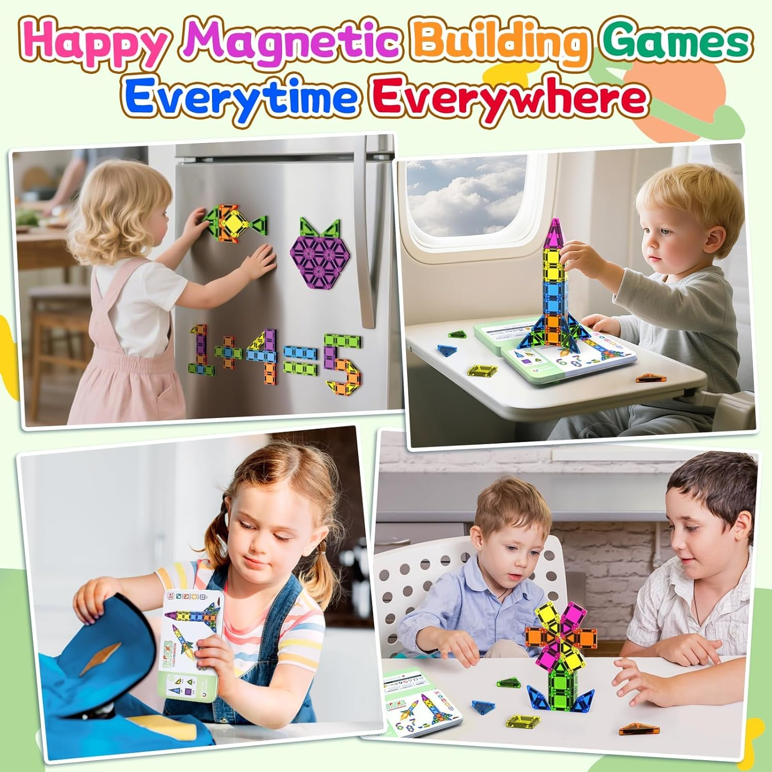 Mini Magnetic Tiles Travel Magnetic Tiles with Box, 50 PCS Magnet Building Block Set Travel Toys for Kids Ages 3+, Educational Portable Magnet Toys Gifts for Toddlers Boys & Girls Christmas Birthday image number 5