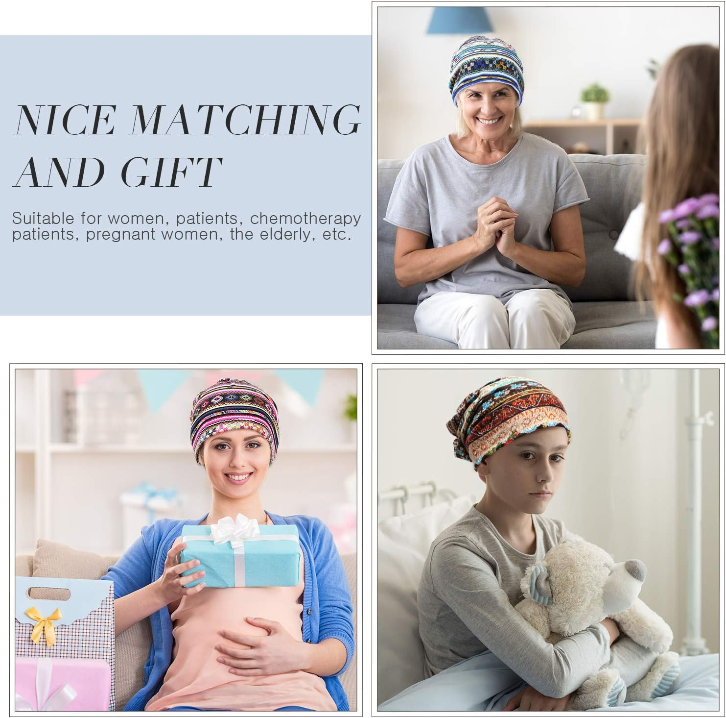 SATINIOR 5 Pieces Women'S Slouchy Beanie Hat Baggy Skull Sleep Cap Turban Headwear image number 3