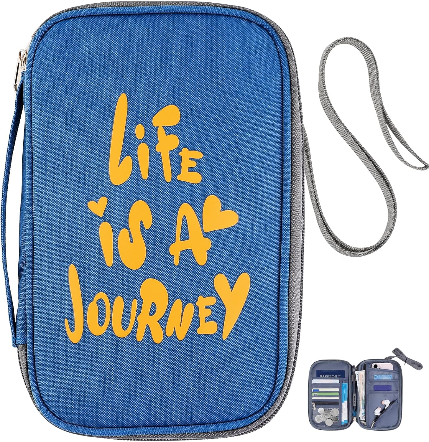 Aiqinu Passport Organiser, Passport Bag with RFID Blocker, Travel Document Pocket Family for Credit Cards, ID and Travel Documents, Travel Documents Organiser Protective Cover for Men and Women