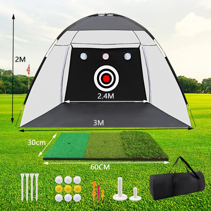 Golf Net with Practice Mat,Golf Hitting Aid Nets 3Mx2M for Backyard Driving Chipping Training Swing with Target Mat Balls for Outdoor Indoor，Gifts for Men Dad Him and Golfer image number 5