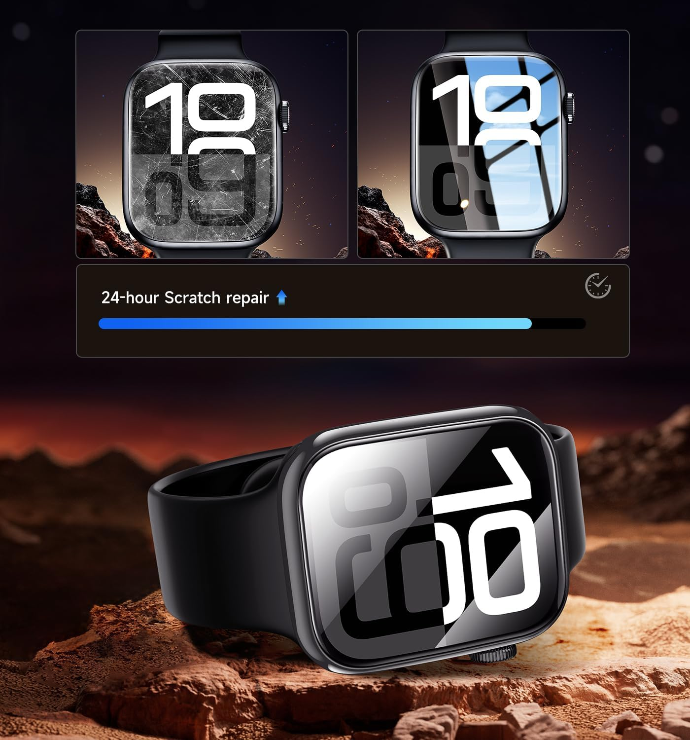 MAGIC JOHN 2 Pack for Apple Watch Screen Protector 42Mm Series 11（2025） Series 10 (2024) [Automatic Align Tech] Anti-Scratch, Self-Healing Soft TPU, Bubble Free, HD Transparent, Touch Sensitive