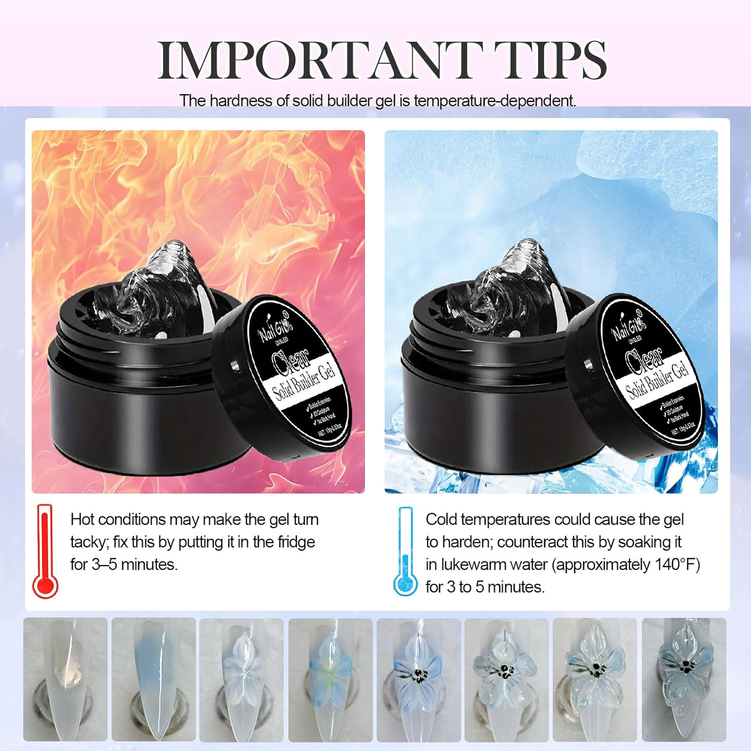 NAILGIL Clear and White Solid Builder Gel Nail Extension, Solid Nail Glue Gel 3D Nail Sculpture with Nail Shape, Nail Art, Salon DIY at Home, 30 G (1 Fl Oz) image number 4