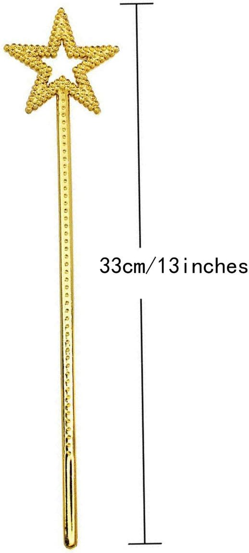 2Pcs 13 Inches Star Wand Costume Props Star Magic Wand Angel Fairy Wands Sticks for Birthday Party Halloween Cosplay Christmas Princess Role Play, Gold image number 4
