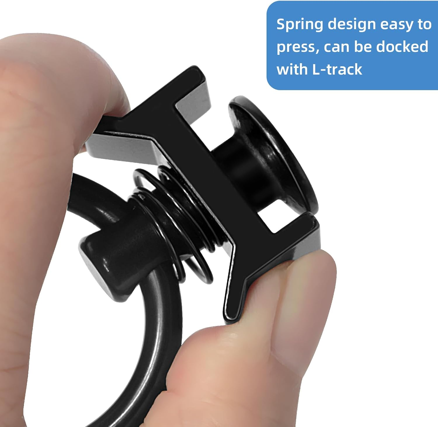 L Track Single Stud Fitting 4,000LB Capacity with round Ring Aluminum Keeper Cargo Control, Pack of 12, Black image number 5