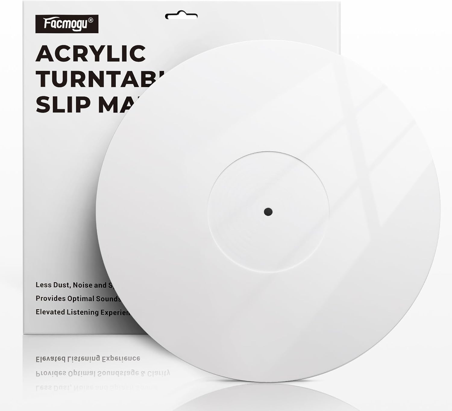 Facmogu 3Mm White Acrylic Turntable Slipmat, 12In Vinyl Record Player Mats, Antistatic & anti Vibration Record Platter Slip-Mat, Phonograph LP Record Mat, Reduce Noise & Tighter Bass Quality Slipmat image number 3