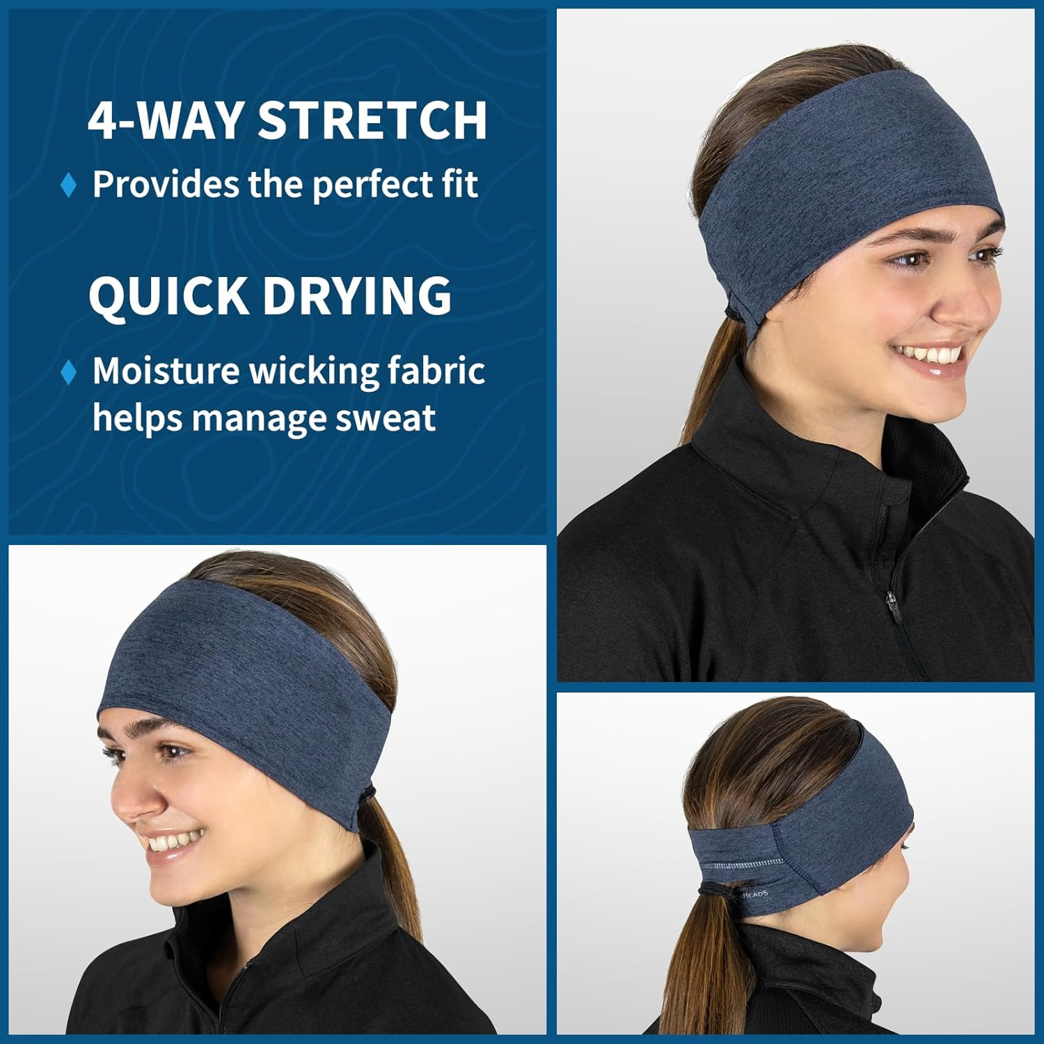 Trailheads Ponytail Headband - Adrenaline Series | Women&rsquo;S Running Headband with Reflective Accents image number 4
