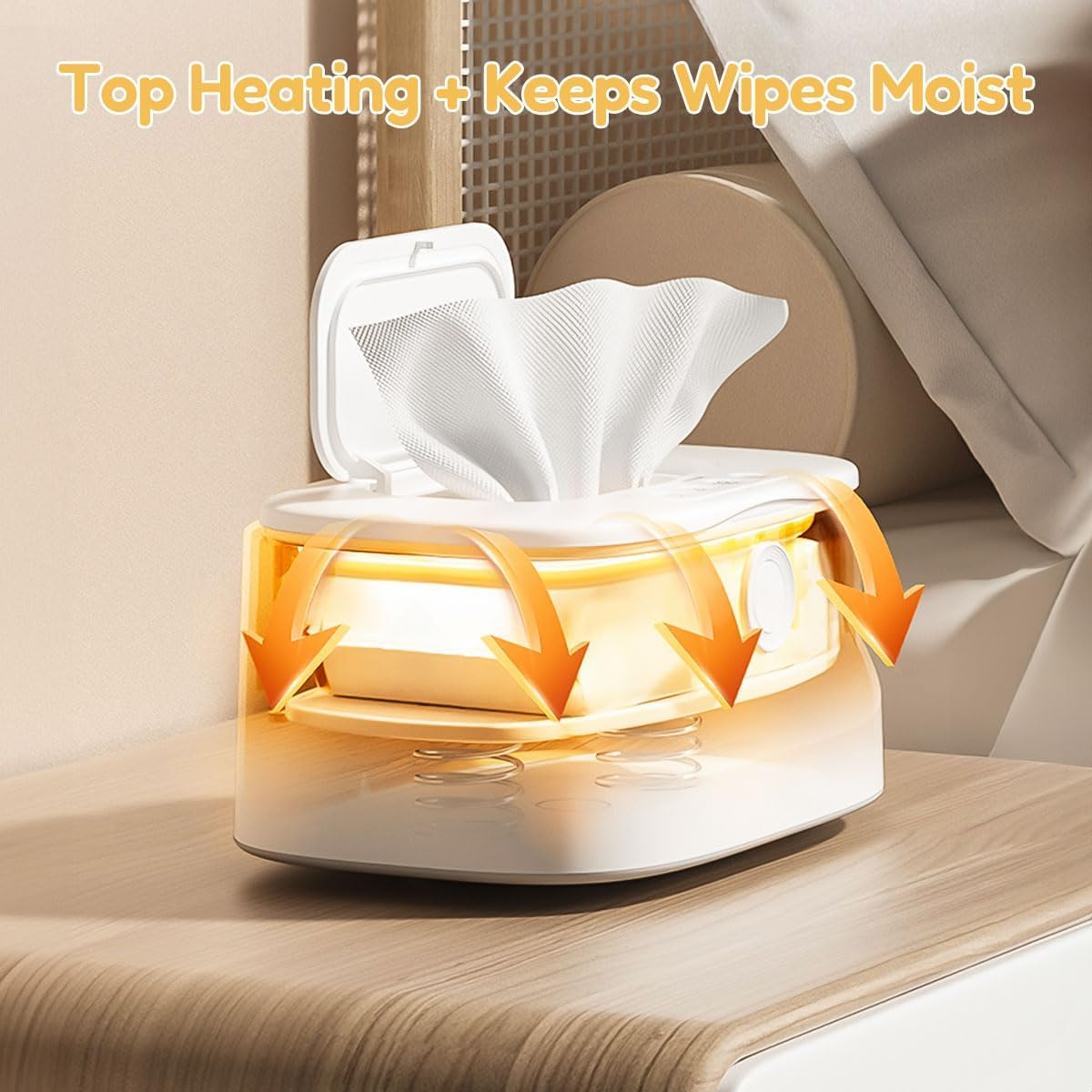 Baby Wipe Warmer with Pop-Up Holder,Easily Dispenses,Wipes Dispenser for Vehicle and Home Use,Has a Light Function for Those Late Night Diaper Changes,Newborn Essentials