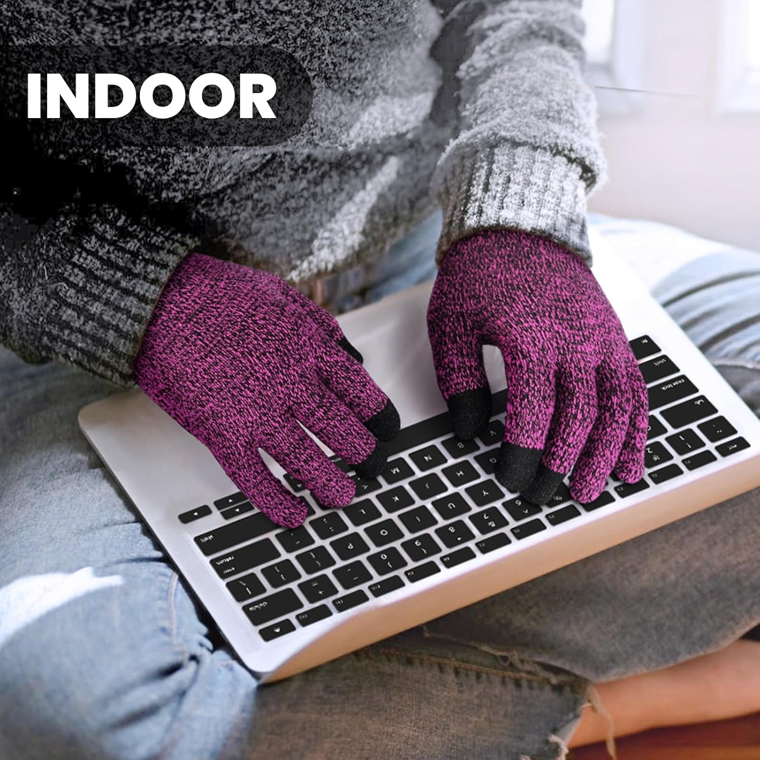 Beitier Knitted Gloves for Women, Winter Gloves with Touchscreen Control, Thermal Warmth for Commuting, Skiing, Running, Stretchy Unisex Design, Fall & Winter Essentials image number 4