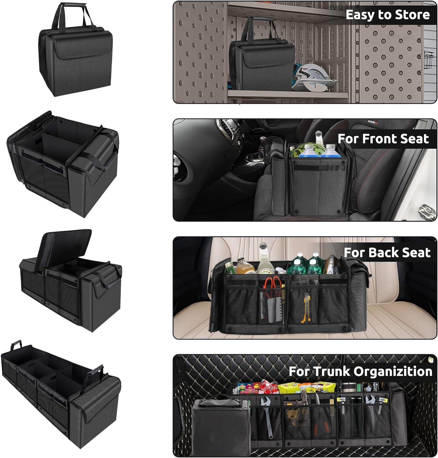 Car Trunk Organiser with Portable Leakproof Cooler Bag, Organiser with Lid,Adjustable Securing Straps, Car Interior Organiserer for Car Accessories,Suv,Truck,Tesla Model Y(4-In-1 with Cooler) image number 1