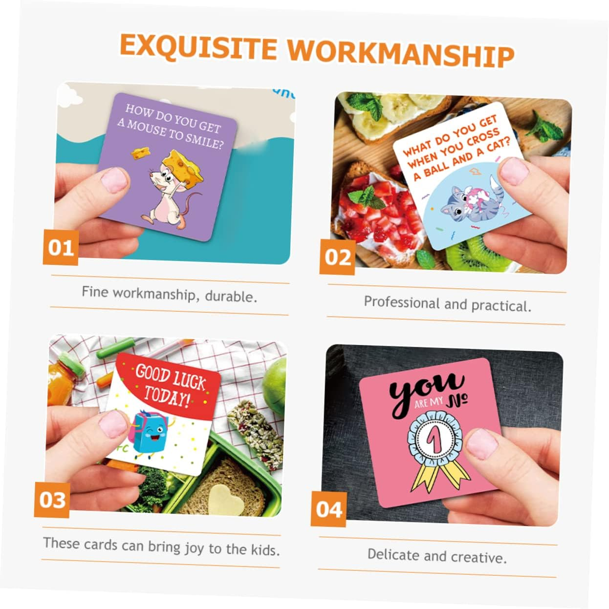 60Pcs Notes for Kids Cartoon Joke Cards for School Lunch Boxes Fun Motivational and Inspirational Lunch Box Cards for Parties and Picnics image number 2