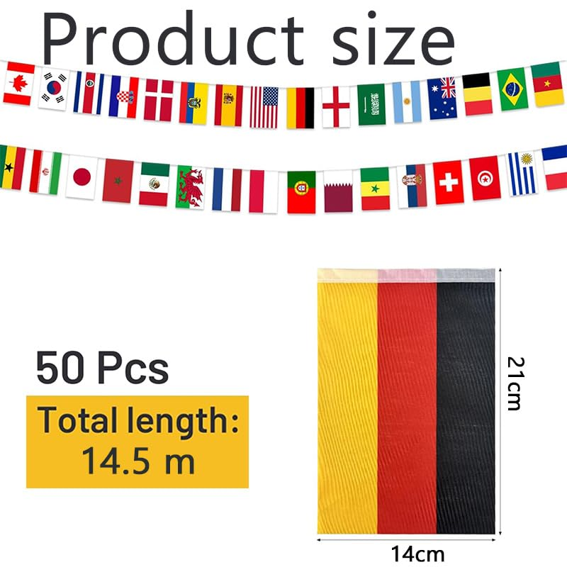 World Flag Banner - 47.5Ft/14.5M 50 Nations Flags Bunting Decoration, Countries Strung Banners for International Events image number 4