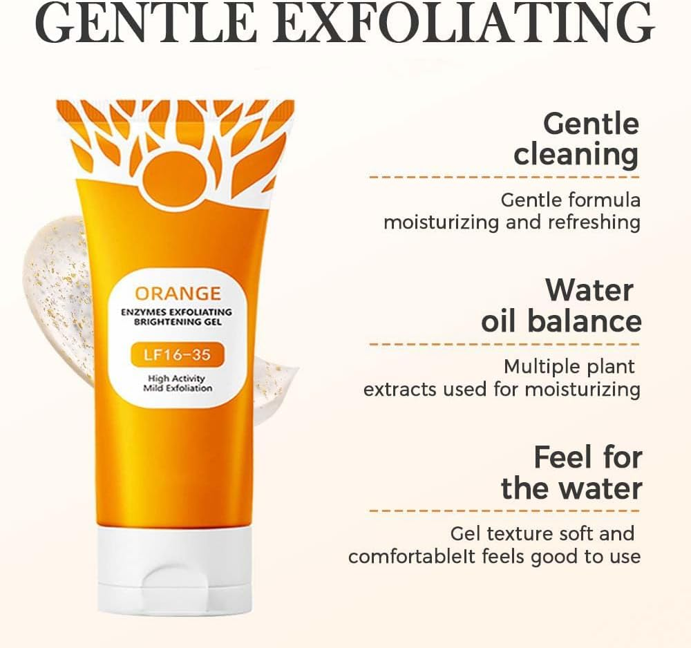 Orange Exfoliating Gel, Moisturizer Face Body Scrub Gel,Deep Cleansing Moisturizing Facial Exfoliator,Natural Orange Peeling Gel Face Scrub (1 G (Pack of 1)) - 0.5 G (Pack Of 2) image number 2