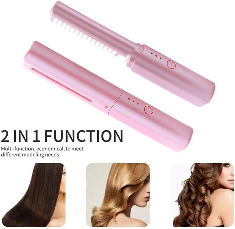VENEKA 2In1 Wireless Professional Hair Straightener Curler Comb Fast Heating Negative Ion Straightening Curling Styling Tools-B image number 1