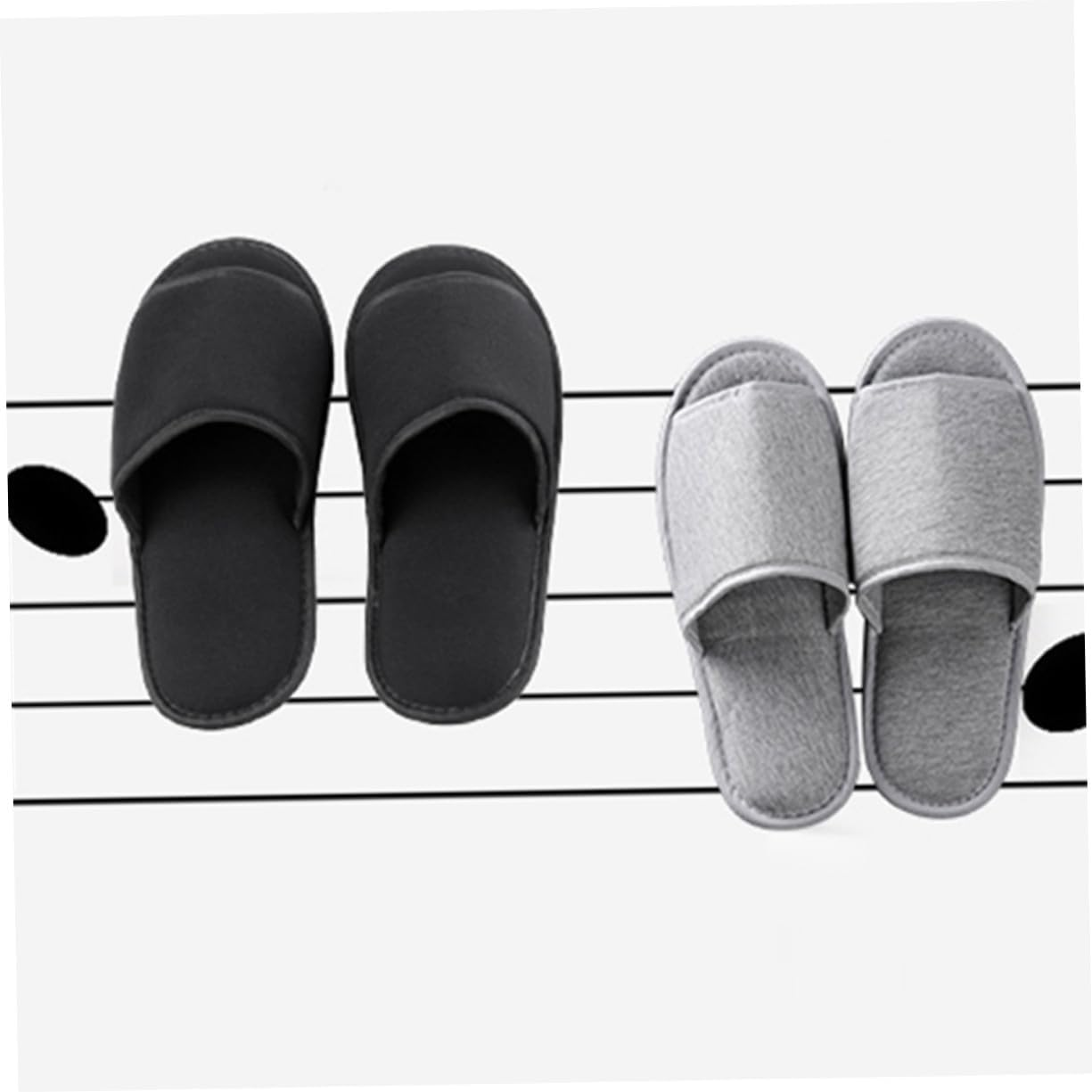WOFASHPURET 2 Pairs Portable Foldable Travel Slippers Lightweight Disposable Spa Guest Slippers for Bedroom Hotel Salon Use Comfortable Fabric Unisex Design image number 1