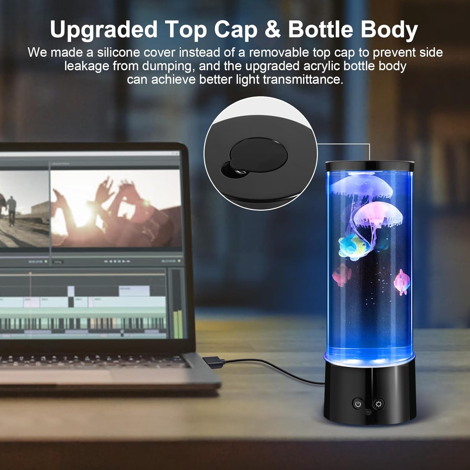 Abeststudio LED Jellyfish Lava Lamp, round Jellyfish Aquarium Light - 17 Colour Changing, 4 Modes Lighting, Dimmable Jellyfish Aquarium Lamp for Decor Home Office Relax Night Light Great Gifts for Kid image number 3