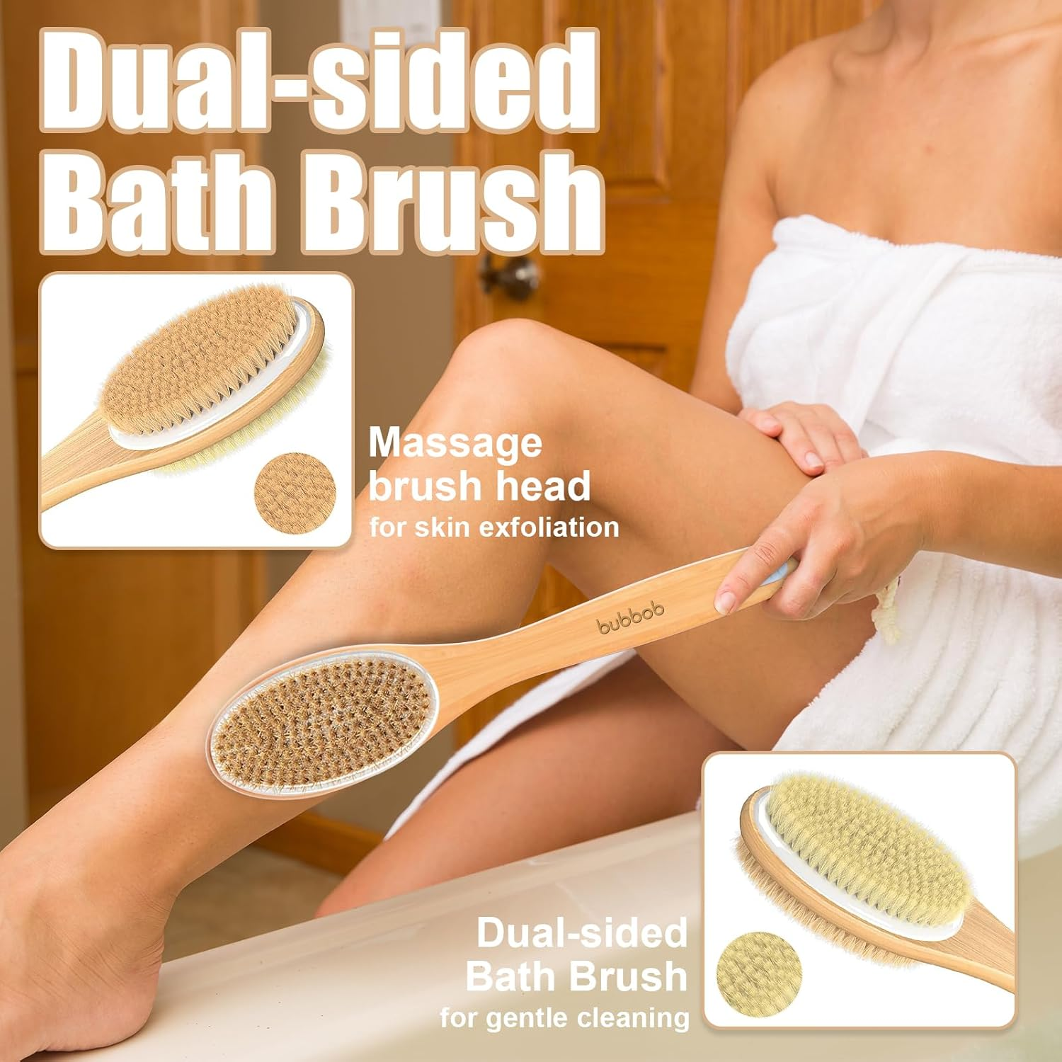 Back Scrubber for Shower,Bath Brush with Long Handle,Bath Brush Body Exfoliator for Wet or Dry Brushing,Men and Women (Blue) image number 1