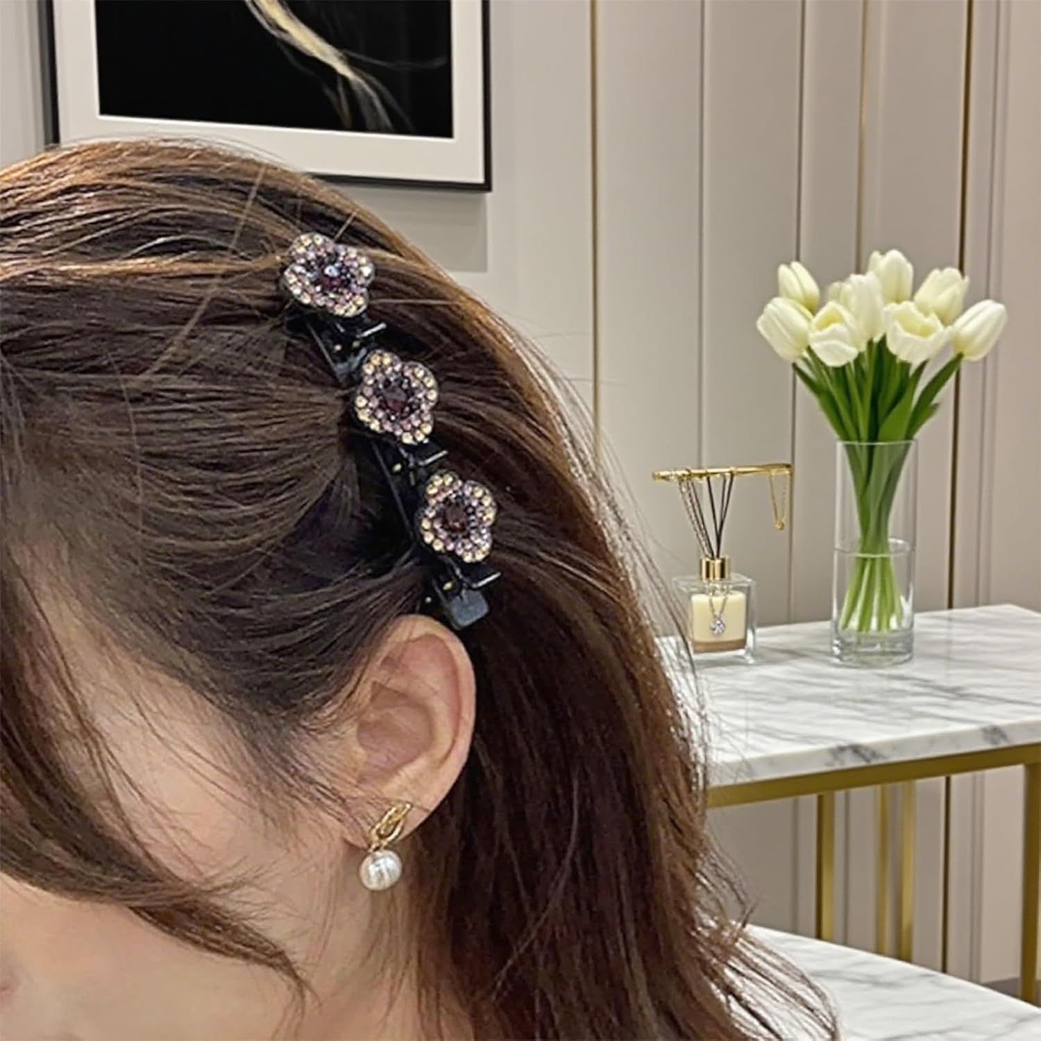 HSUYUN Pack of 12 Sparkling Double Layer Hair Clips, Women'S Stylish Hair Clips, Flower Hair Clips, Double Layer Structure Hair Clip, for Daily Classes, Work and Dance Performances image number 5