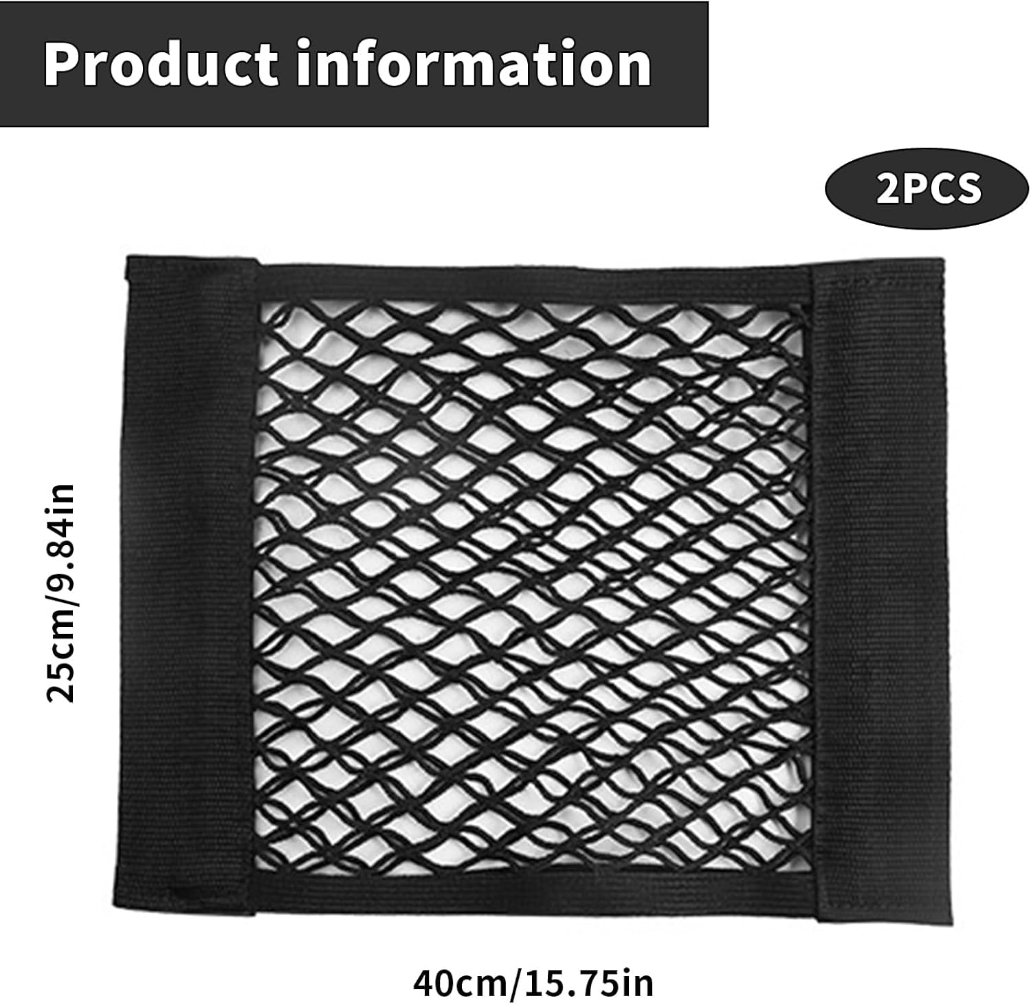 2 Pcs Black Magic Adhesive Mesh Cargo Net Elastic String Net Mesh Net Pouch, Car Boot Organiser Storage, Car Boot Van Storage Solutions Accessories for Storing Phone/Water Bottle/Toiletry image number 5