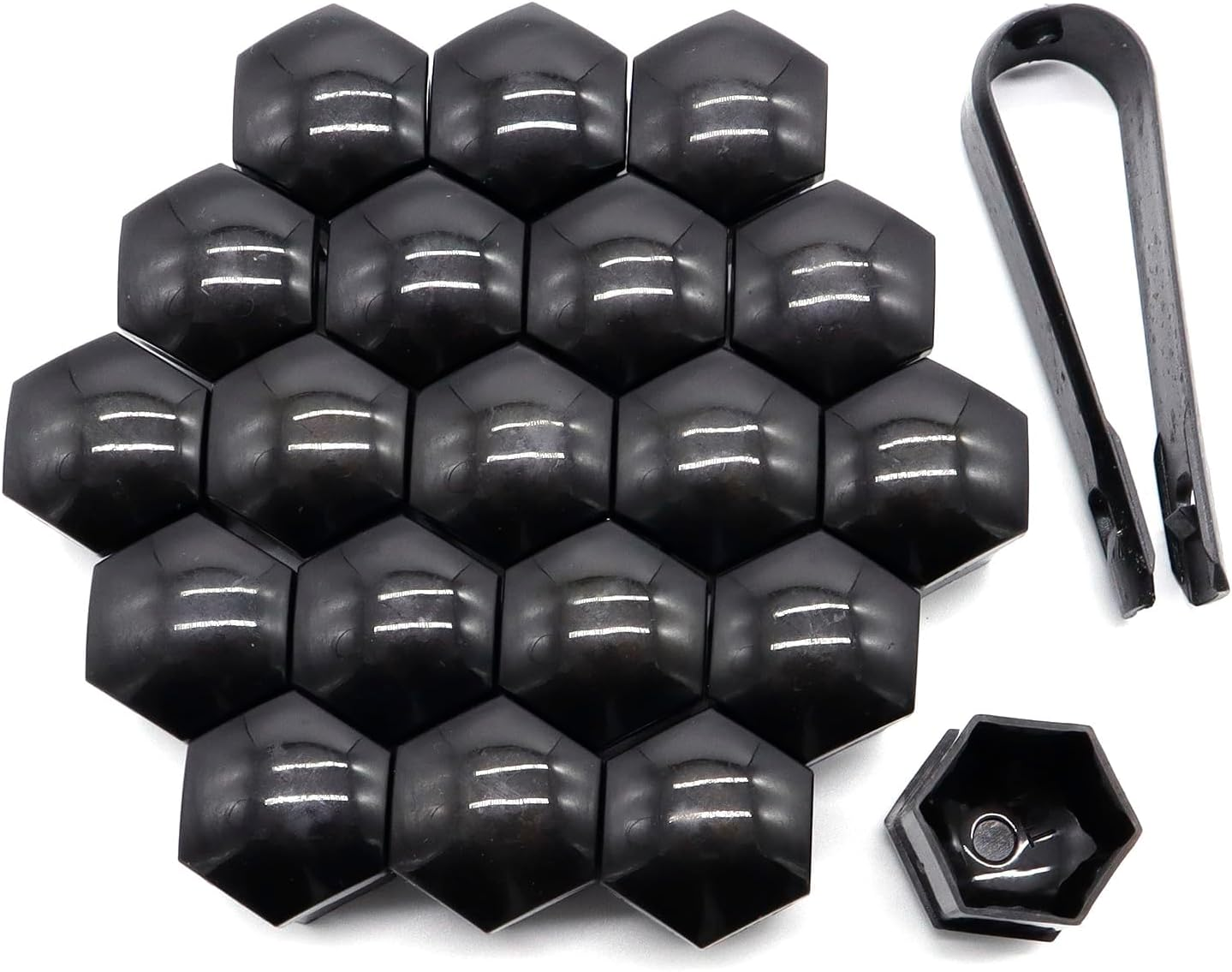 XUKEY Pack of 20 Wheel Bolt Caps 19 Mm Universal Wheel Nut Caps, Plastic Caps Covers for Screws, Hexagonal Tyre Nut Covers with Removal Tool Set (19 Mm) image number 2