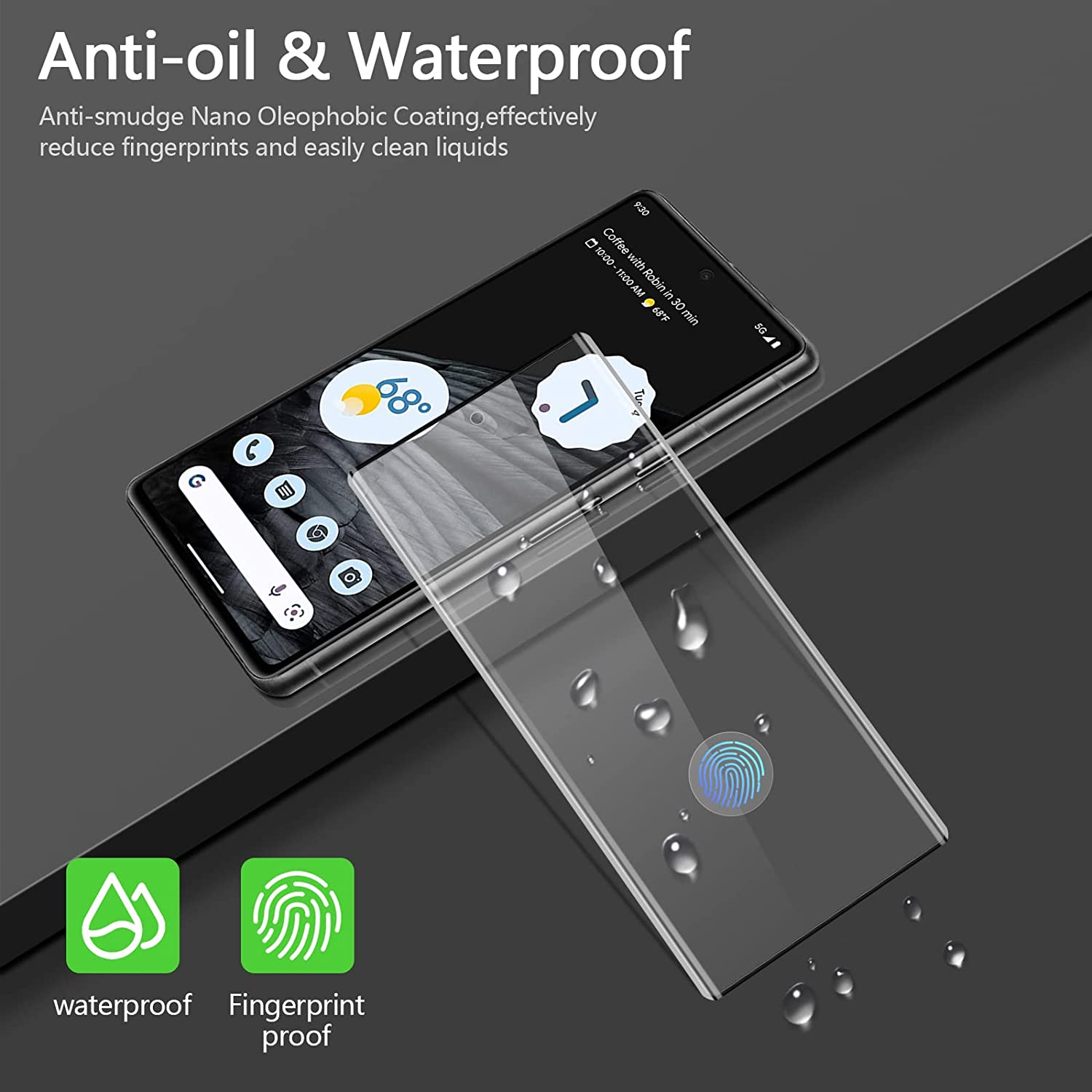 Cnarery Screen Protector for Google Pixel 7 Pro, 2 Pack Fingerprint Support Unlock Tempered Glass [Easy Installation] [Bubble Free]