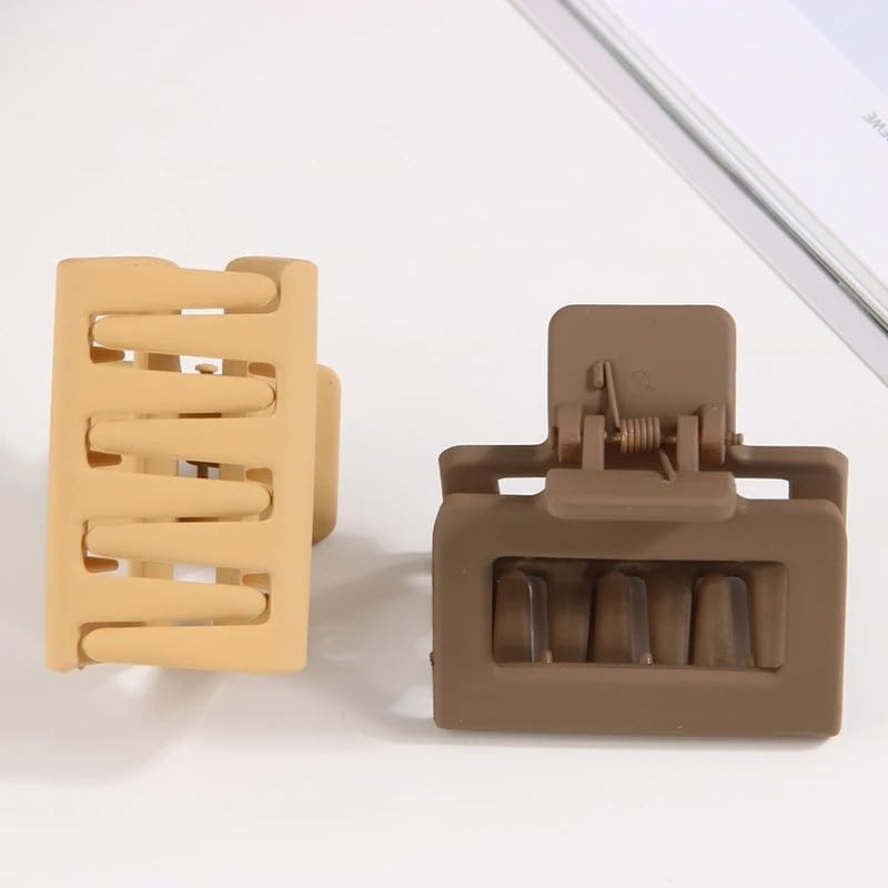 Hair Claw Clips 5Cm Fashion Women'S Solid Color Frosted PS Material Small Square Hairpin Hairpin Headdress Shark Clip Hair Accessories image number 4