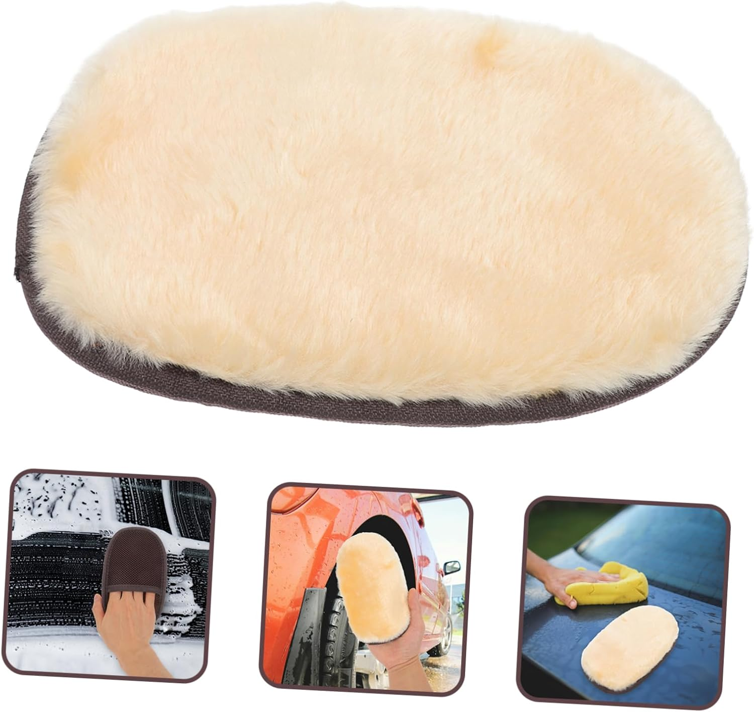 FELTECHELECTR Car Wash Mitt Small Orange Sheepskin Plush Microfiber Glove Scratch-Free Automotive Detailing Dusting Polishing Cleaning Tool for Exterior Care image number 6