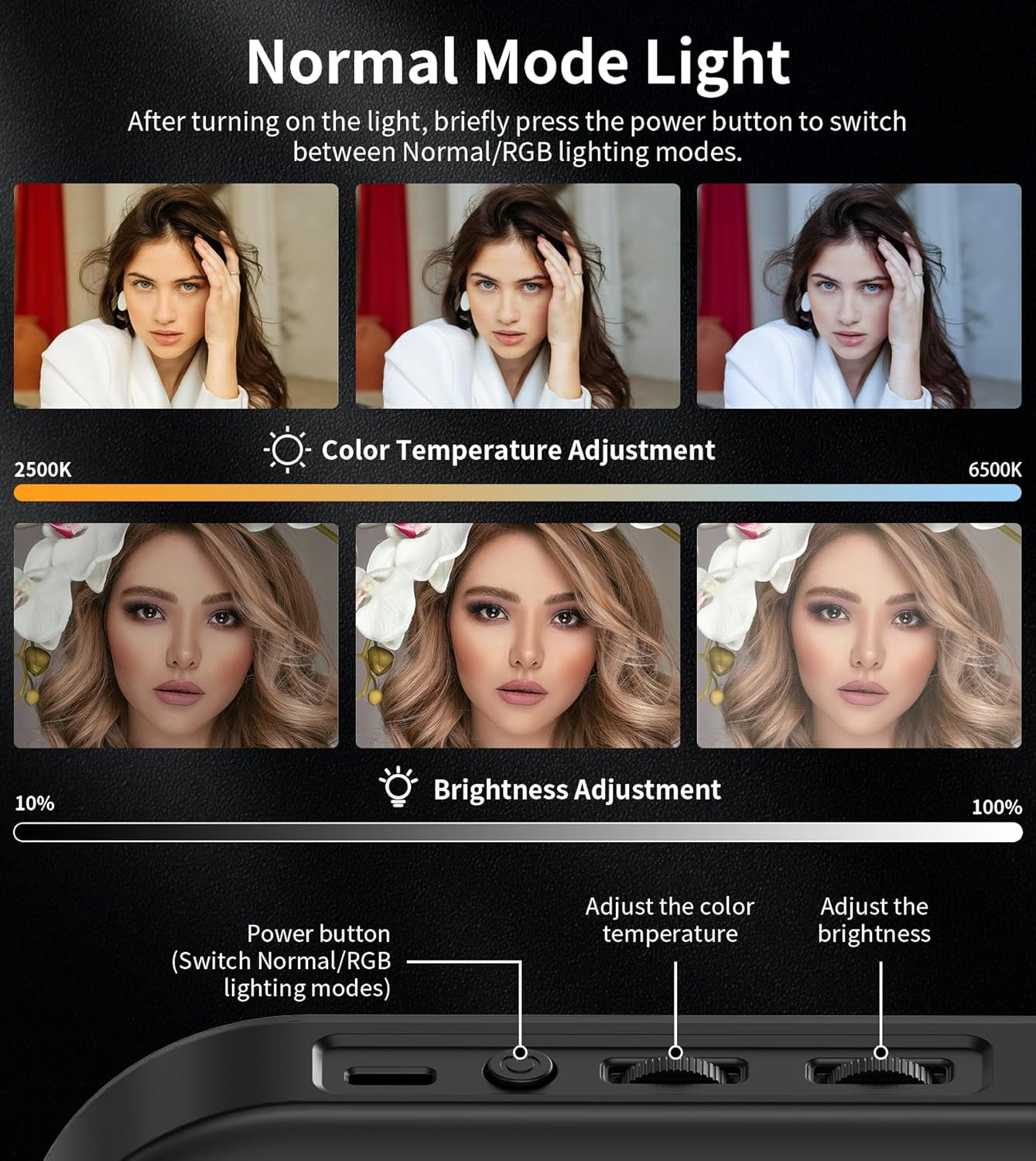 Double-Sided Magnetic Phone Ring Light with Mini Tripod Stand,448 LED 6000Mah Rechargeable RGB Selfie Light for Iphone,Handheld Stabilizer with Light for Magsafe/Phones/Video Recording/Makeup/Photos image number 3