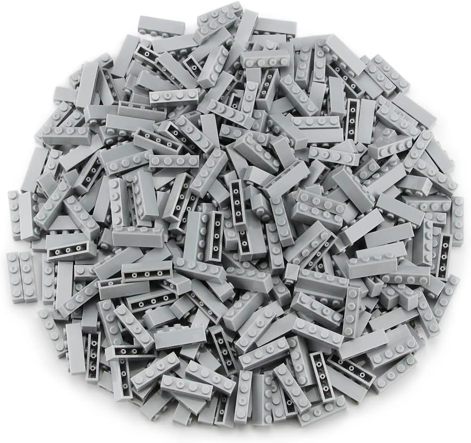 Feleph 400 Pieces 1X4 Bricks Light Gray Medium Stone Grey Classic Parts Building Creative Play Blocks Set Toy Classic Accessories Compatible with 3010 3066 Major Brick Brands image number 2