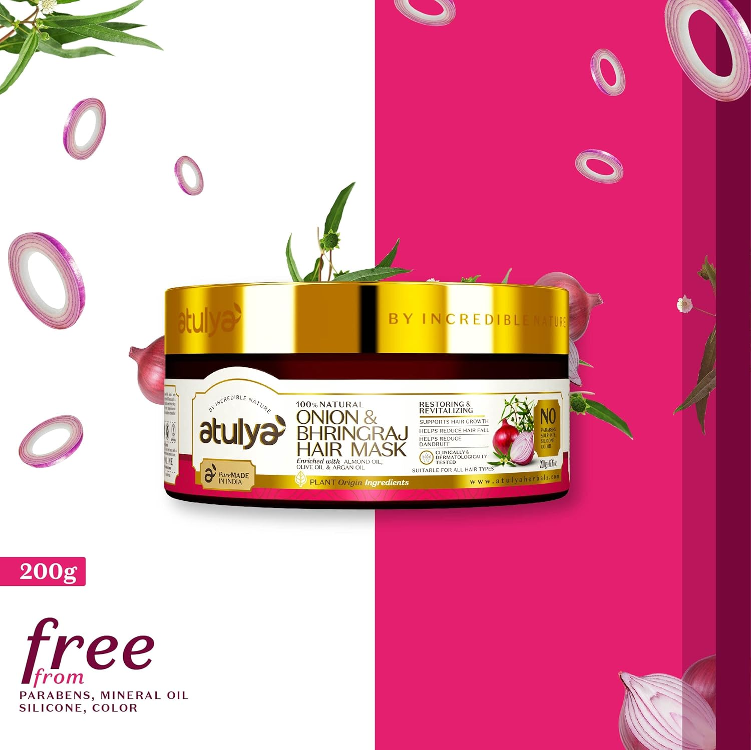 Atulya Onion and Bhringraj Hair Mask Enriched with Almond Oil, 200 Gm image number 4