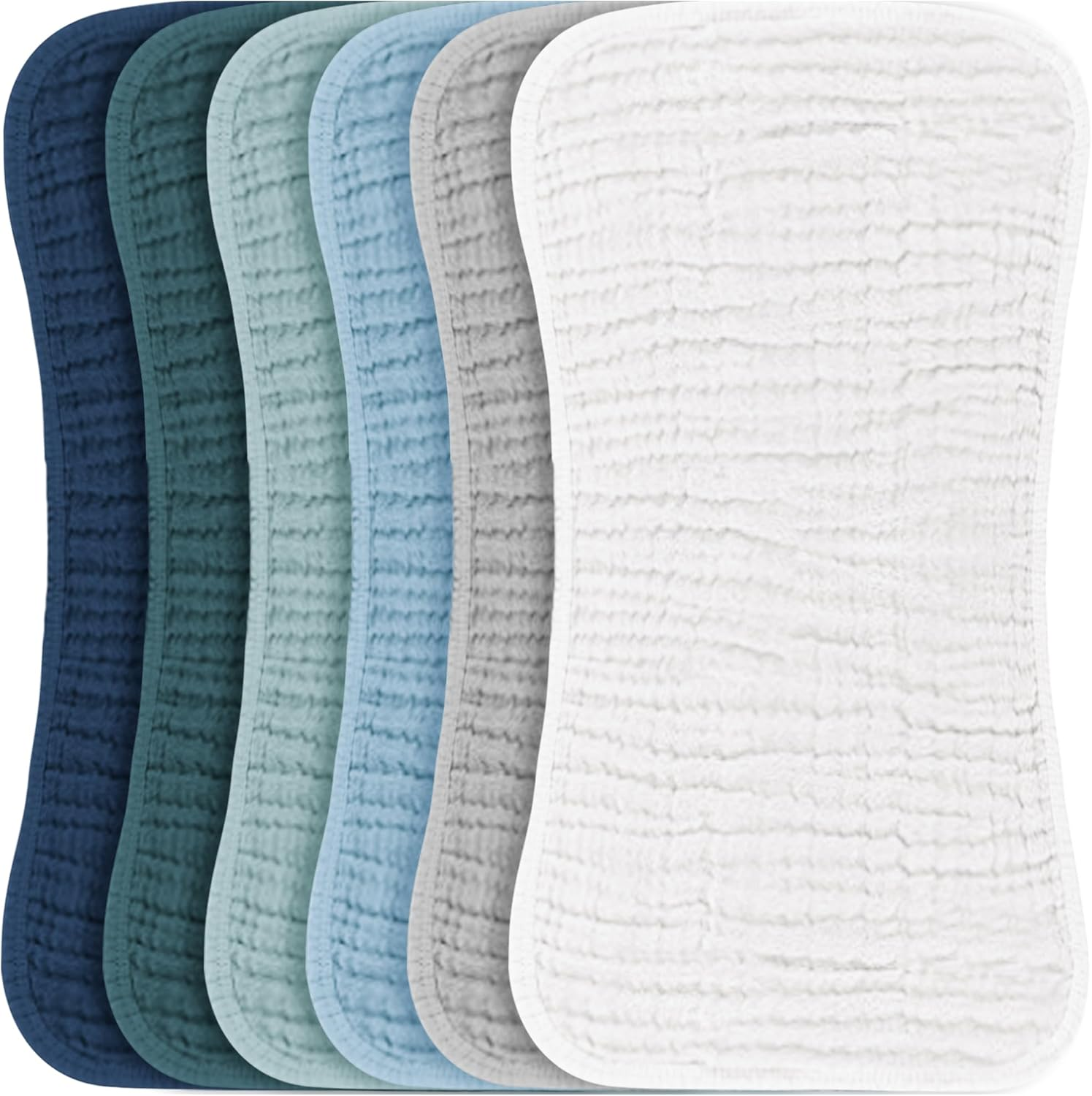 Konssy Muslin Baby Burp Cloths Sets for Unisex- 6 Pack Large 100% Cotton Burping Clothes for Newborn，Baby Girls and Boys