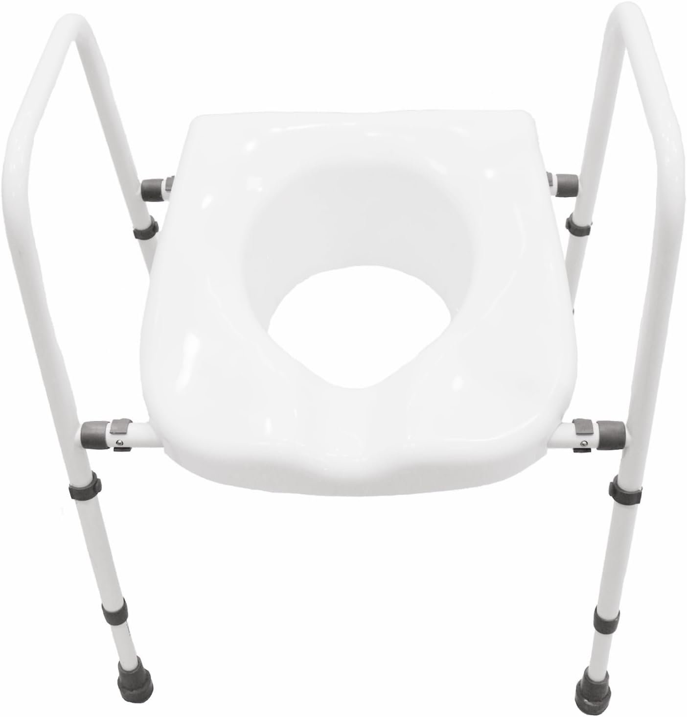 Raised Toilet Seat, Adjustable Height and Width Elevated Toilet Seat with Handles, Commode Chair for Toilet, Extra-Wide Seat, Bedside Commode, White image number 6