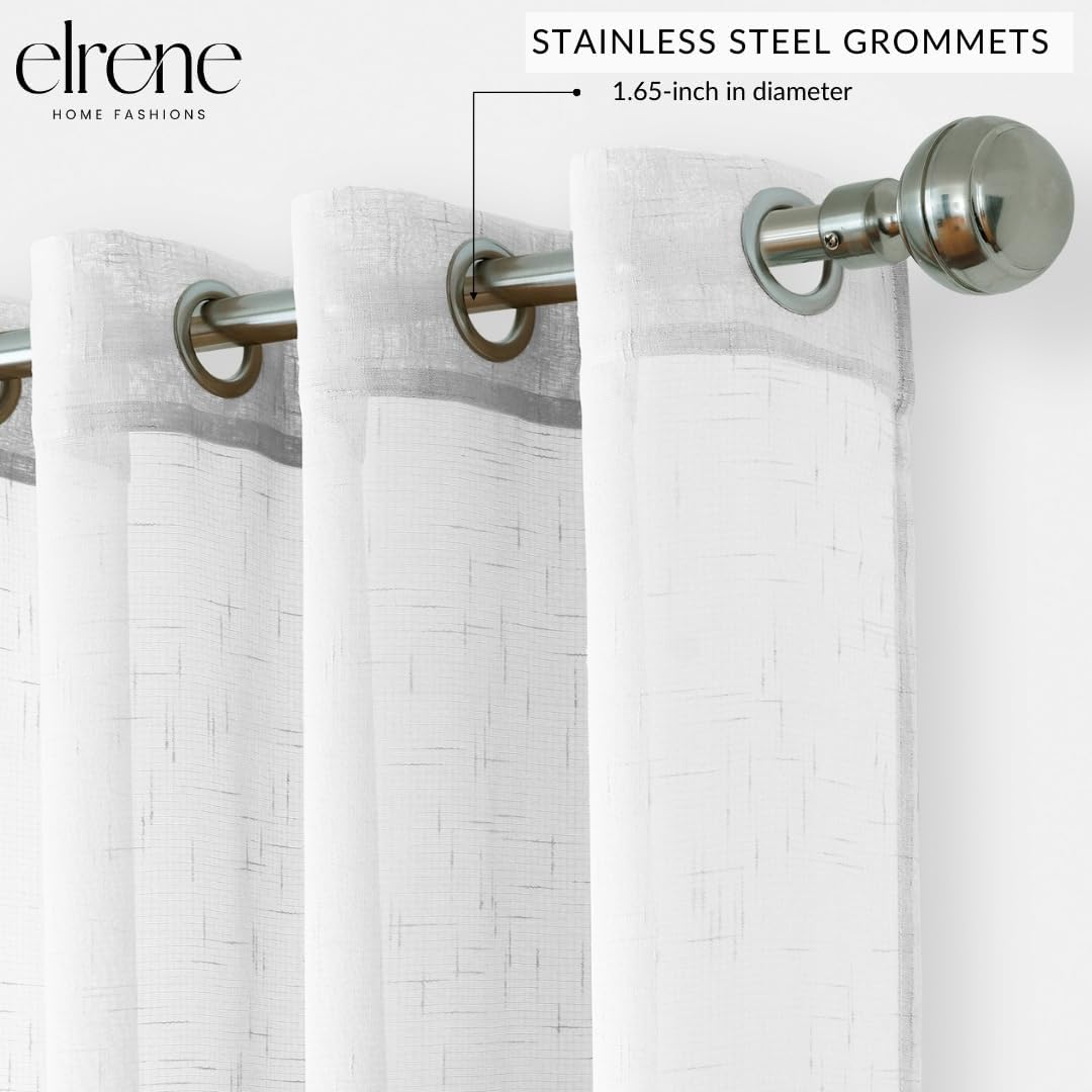 Elrene Sheer Extra Wide Indoor/Outdoor Sheer Grommet Window Curtain Panel, 22417WHT, 100% Polyester, White, 114" X 95" (1 Panel) image number 5