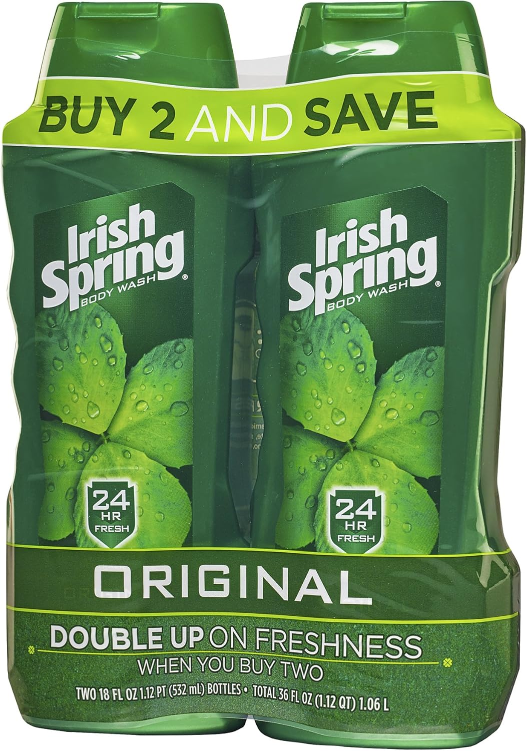 Irish Spring Body Wash for Men, Original- 32 Ounce (2 Count) 18 Oz (2 Pack) Original image number 4